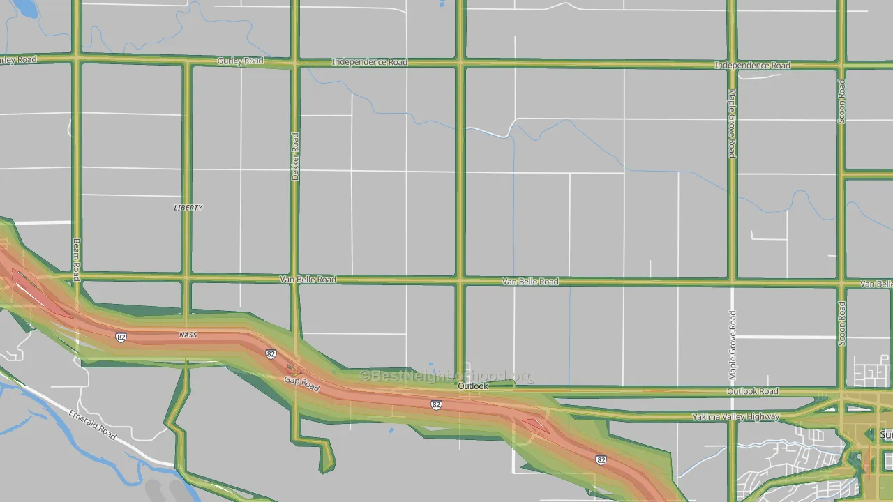 98938, WA Map of Noise Levels in 98938
