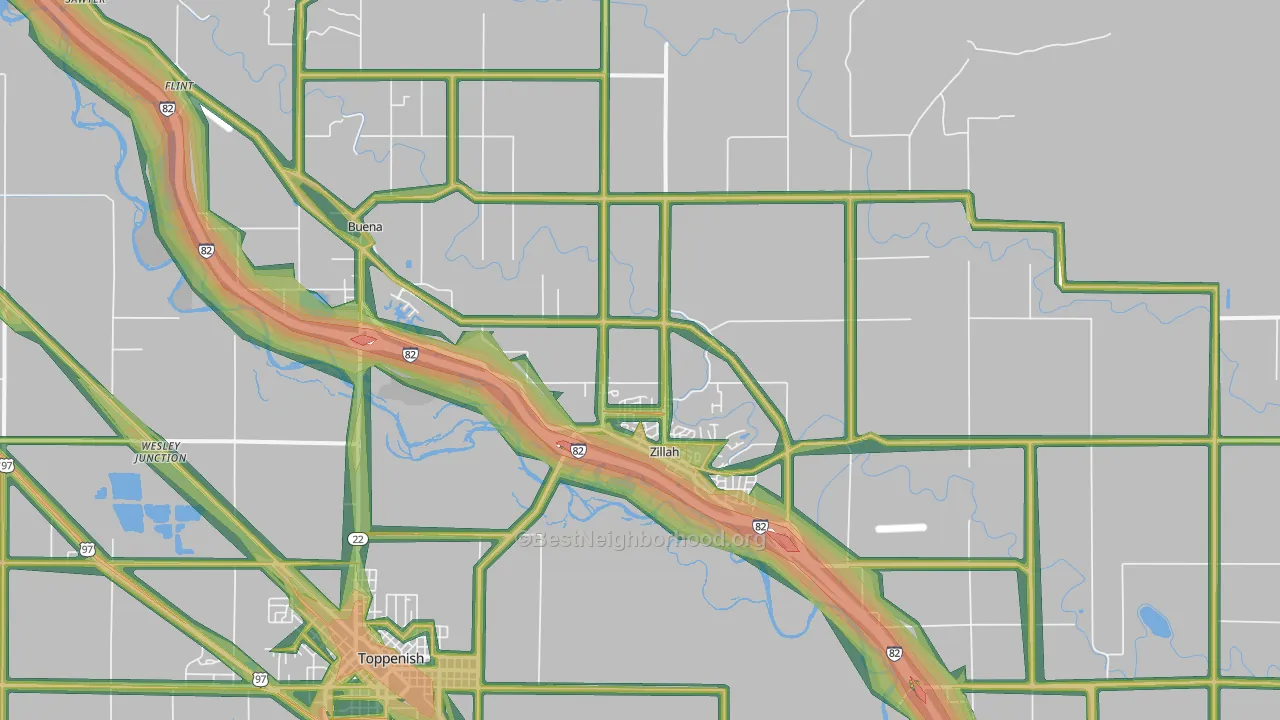 98953, WA Map of Noise Levels in 98953