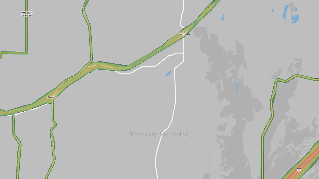 99008, WA Map of Noise Levels in 99008