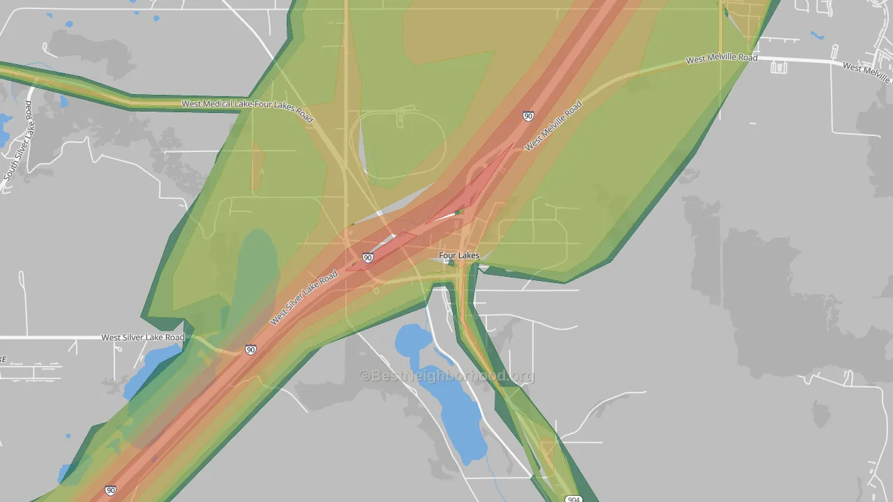 99014, WA Map of Noise Levels in 99014