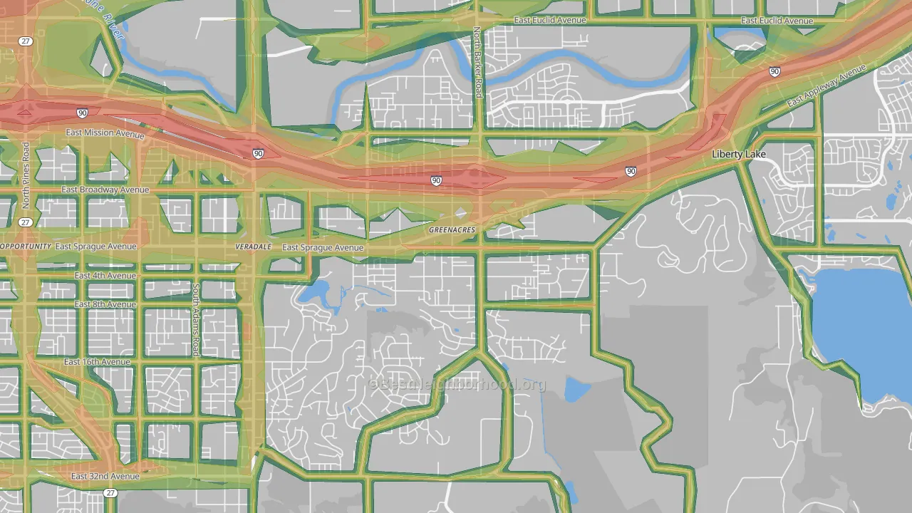 99016, WA Map of Noise Levels in 99016