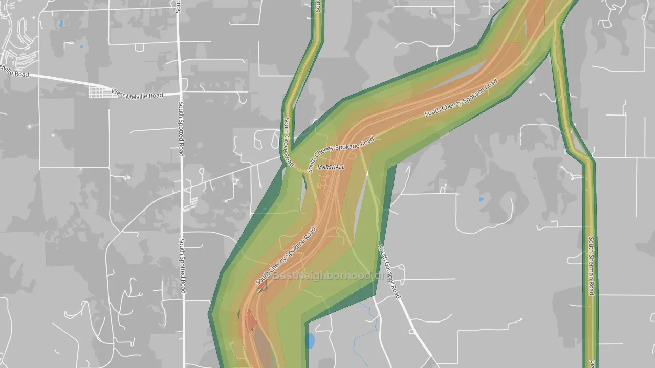 99020, WA Map of Noise Levels in 99020