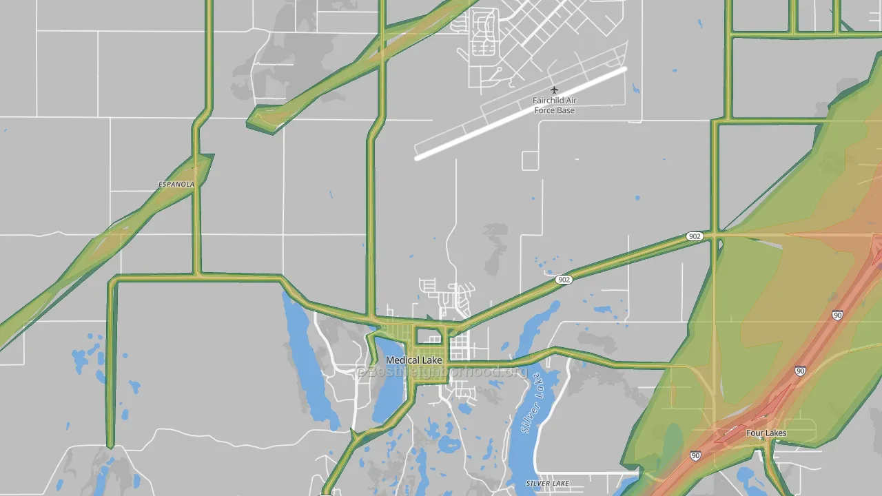99022, WA Map of Noise Levels in 99022