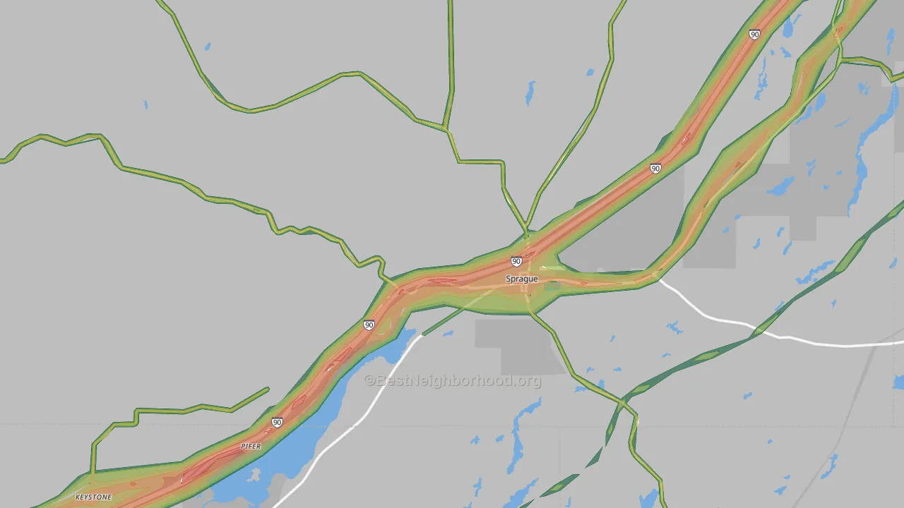 99032, WA Map of Noise Levels in 99032