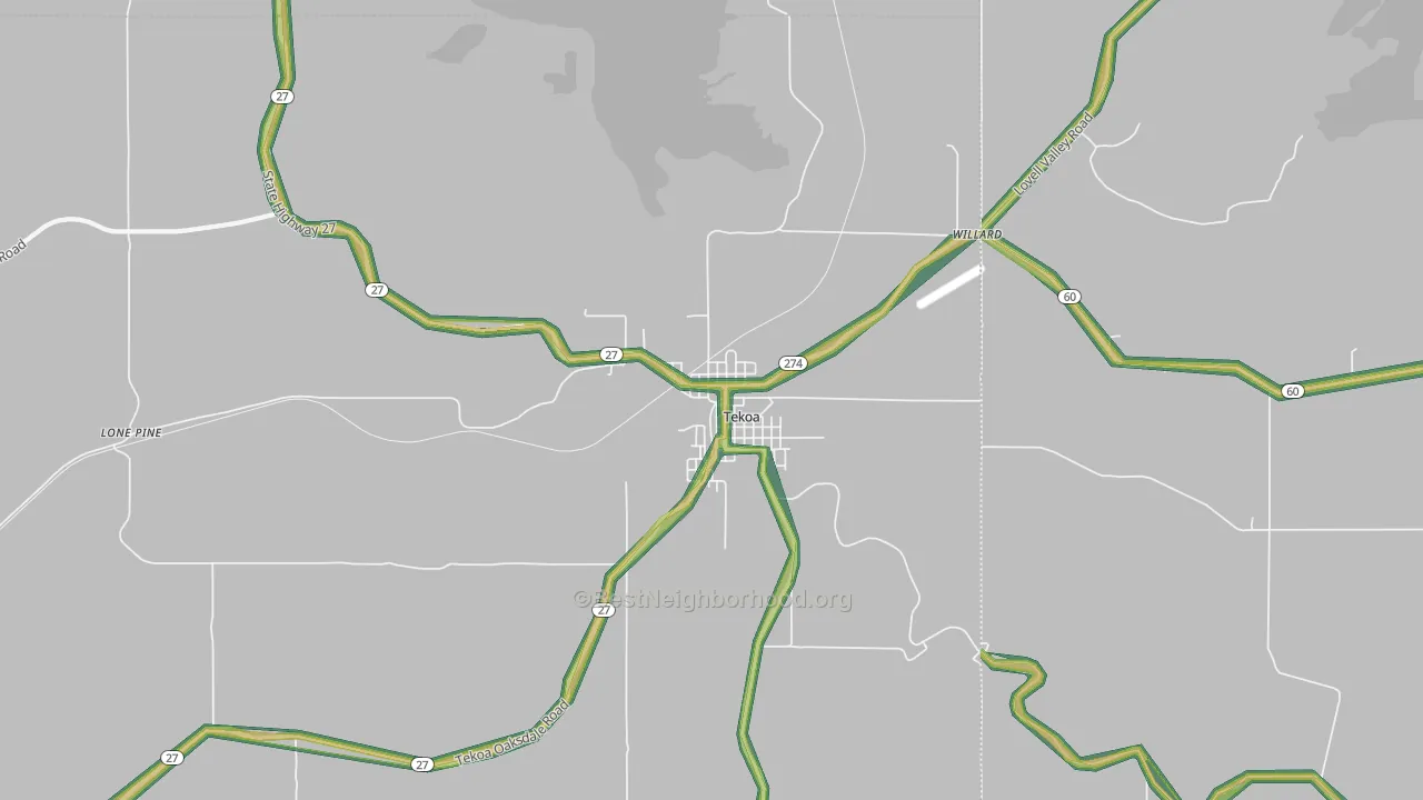 99033, WA Map of Noise Levels in 99033