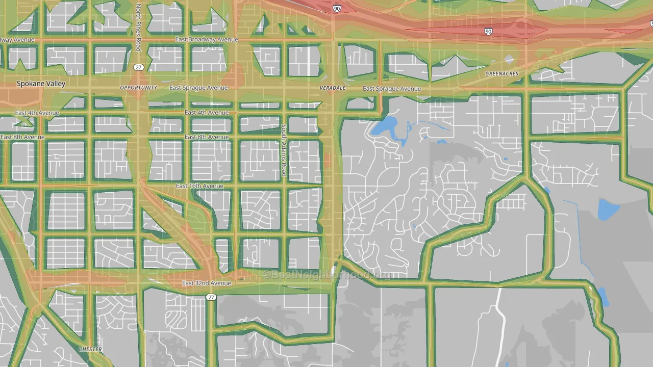 99037, WA Map of Noise Levels in 99037