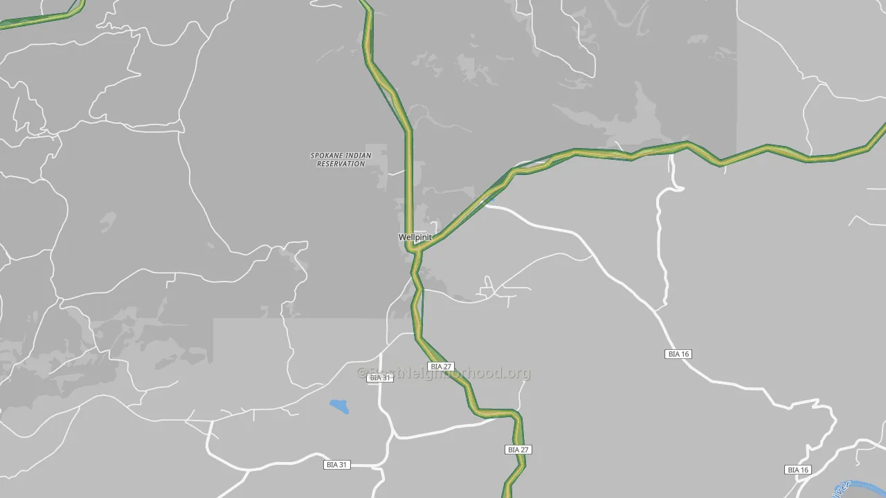 99040, WA Map of Noise Levels in 99040