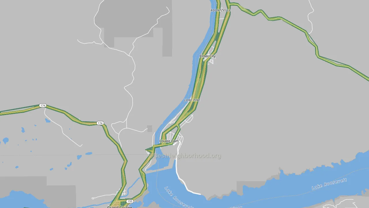 99116, WA Map of Noise Levels in 99116