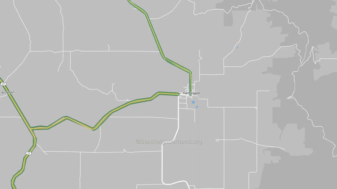 99128, WA Map of Noise Levels in 99128