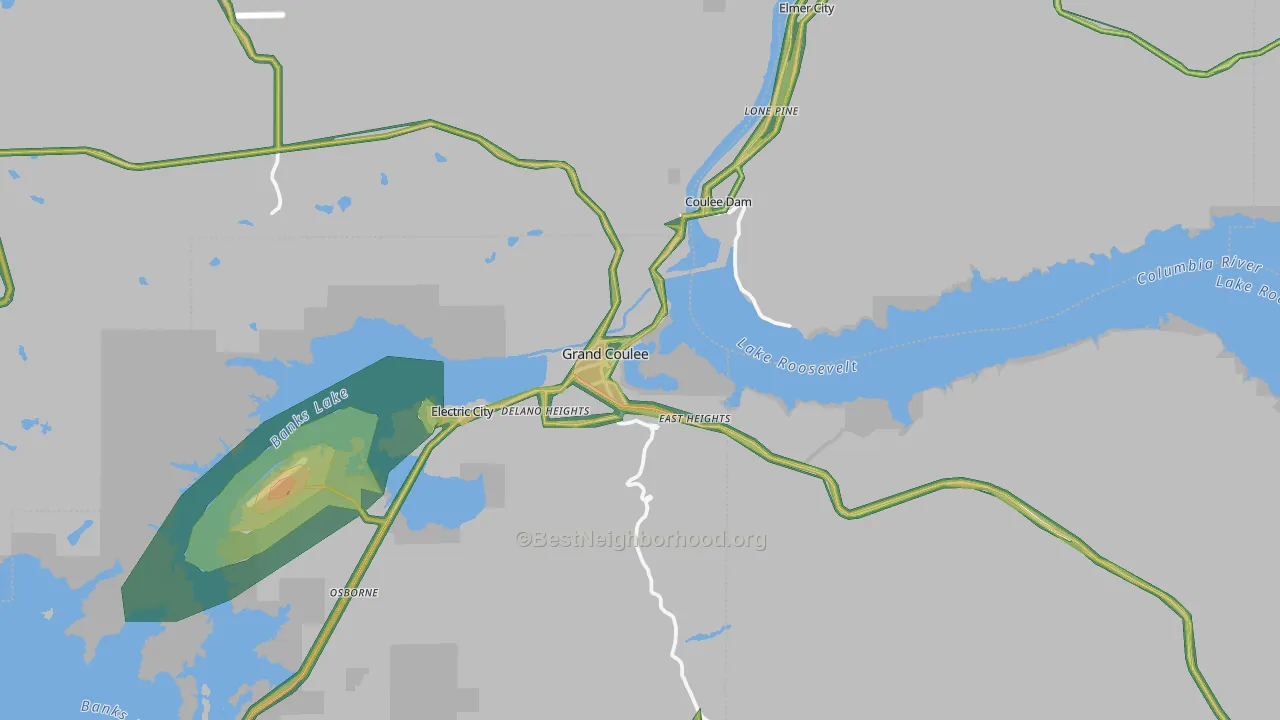 99133, WA Map of Noise Levels in 99133