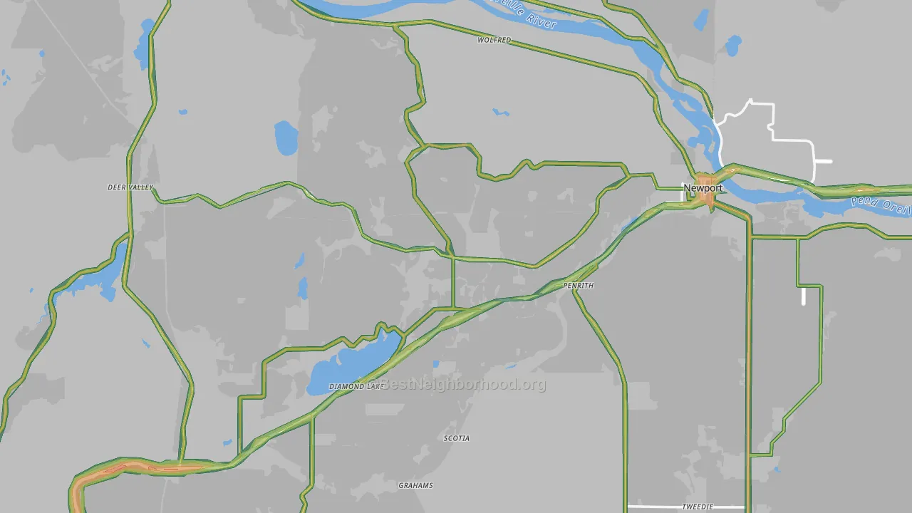 99156, WA Map of Noise Levels in 99156