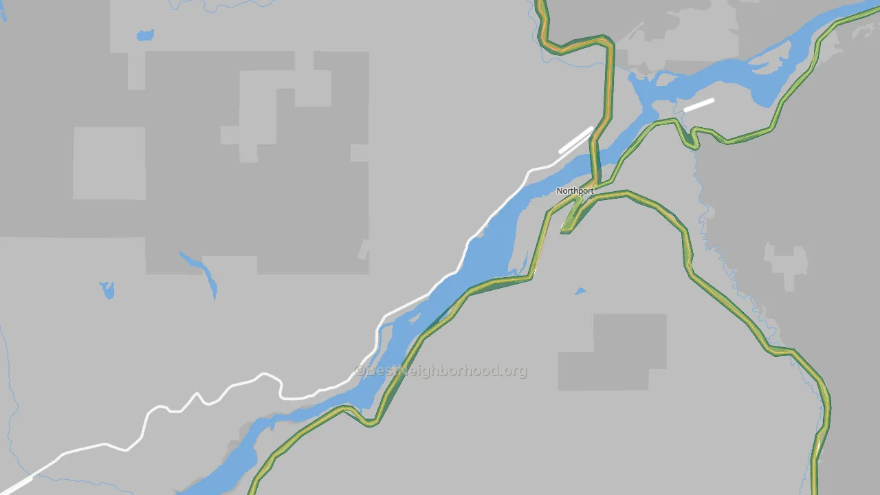 99157, WA Map of Noise Levels in 99157