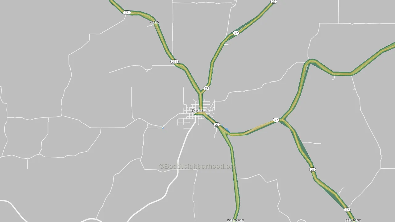 99158, WA Map of Noise Levels in 99158