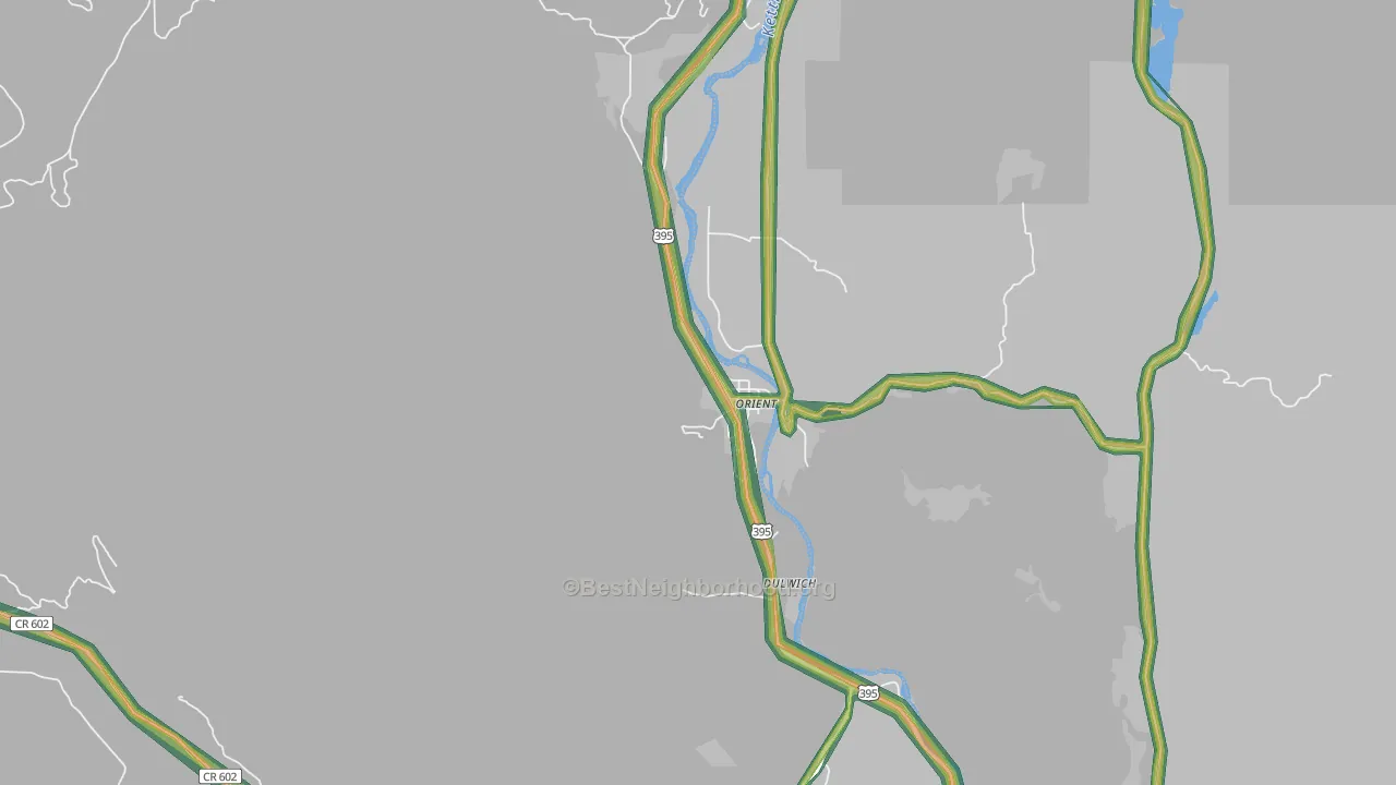 99160, WA Map of Noise Levels in 99160