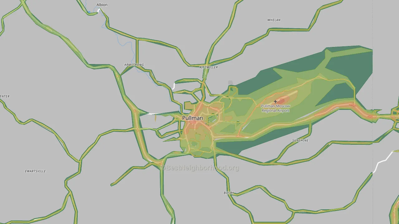 99163, WA Map of Noise Levels in 99163