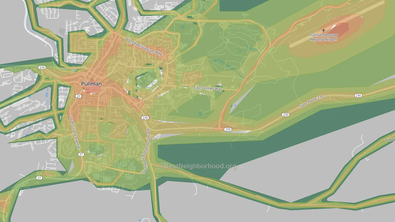 99164, WA Map of Noise Levels in 99164