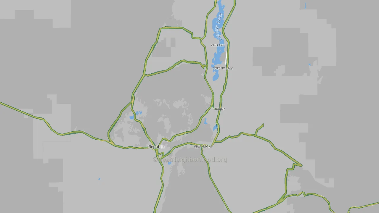 99166, WA Map of Noise Levels in 99166