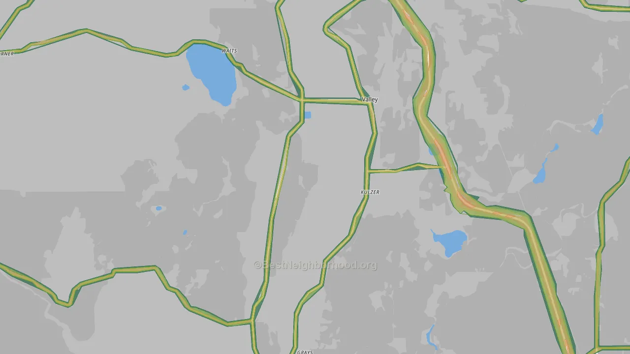 99181, WA Map of Noise Levels in 99181