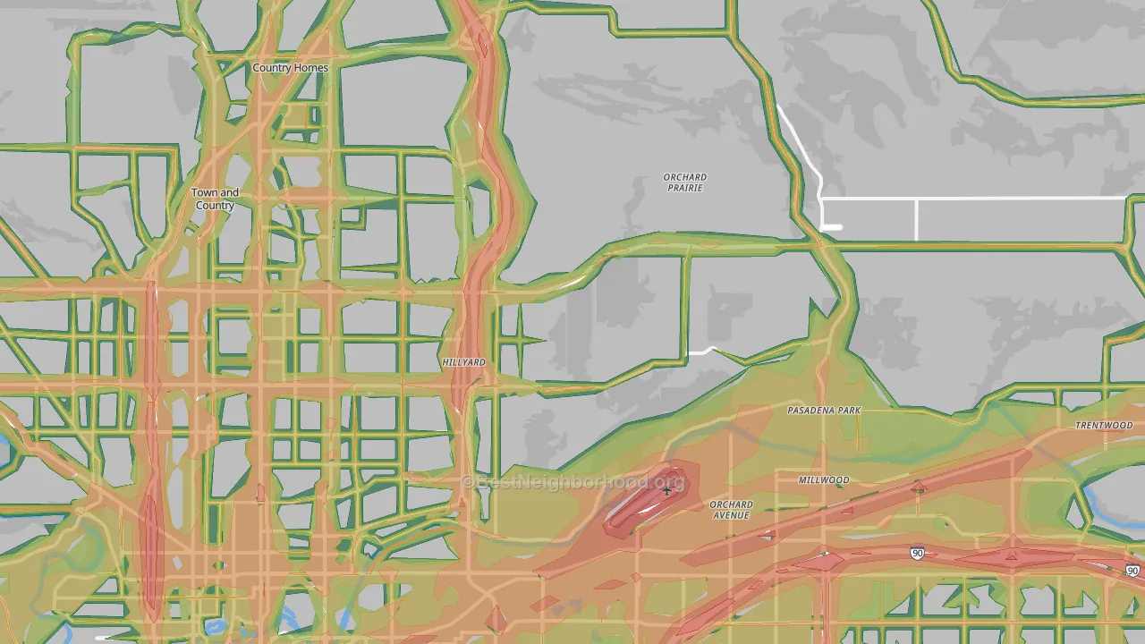 99217, WA Map of Noise Levels in 99217