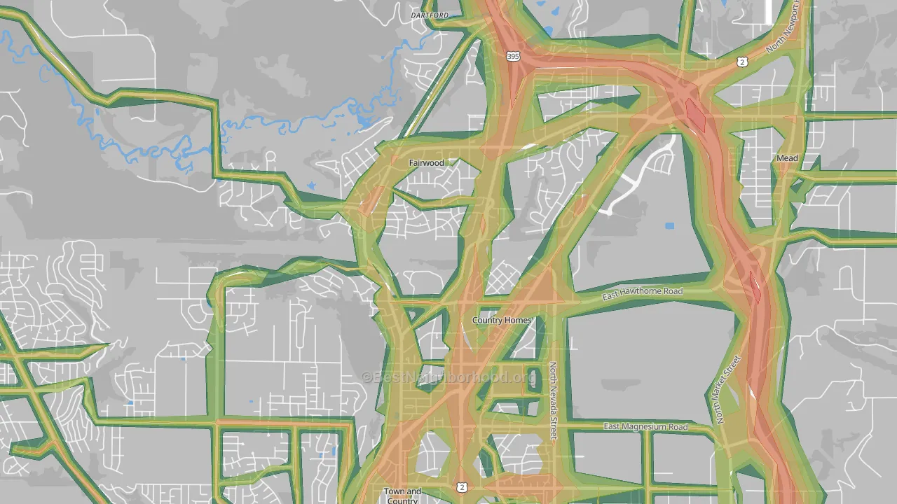 99218, WA Map of Noise Levels in 99218