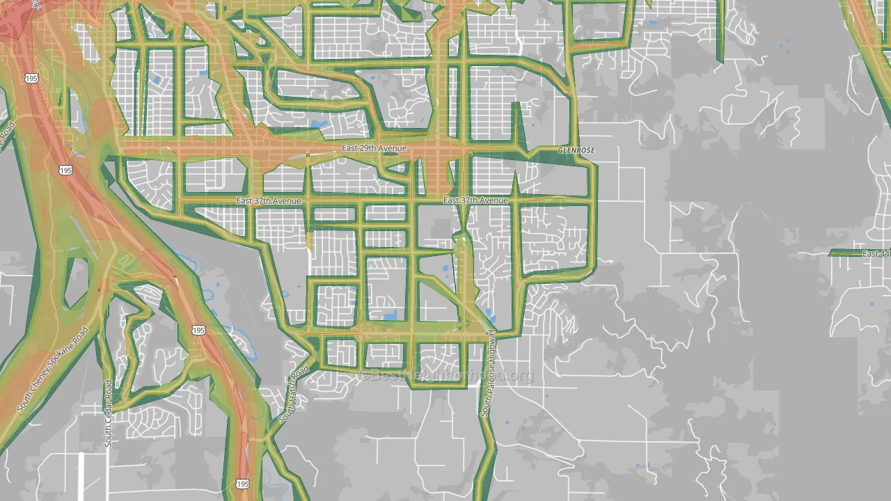 99223, WA Map of Noise Levels in 99223