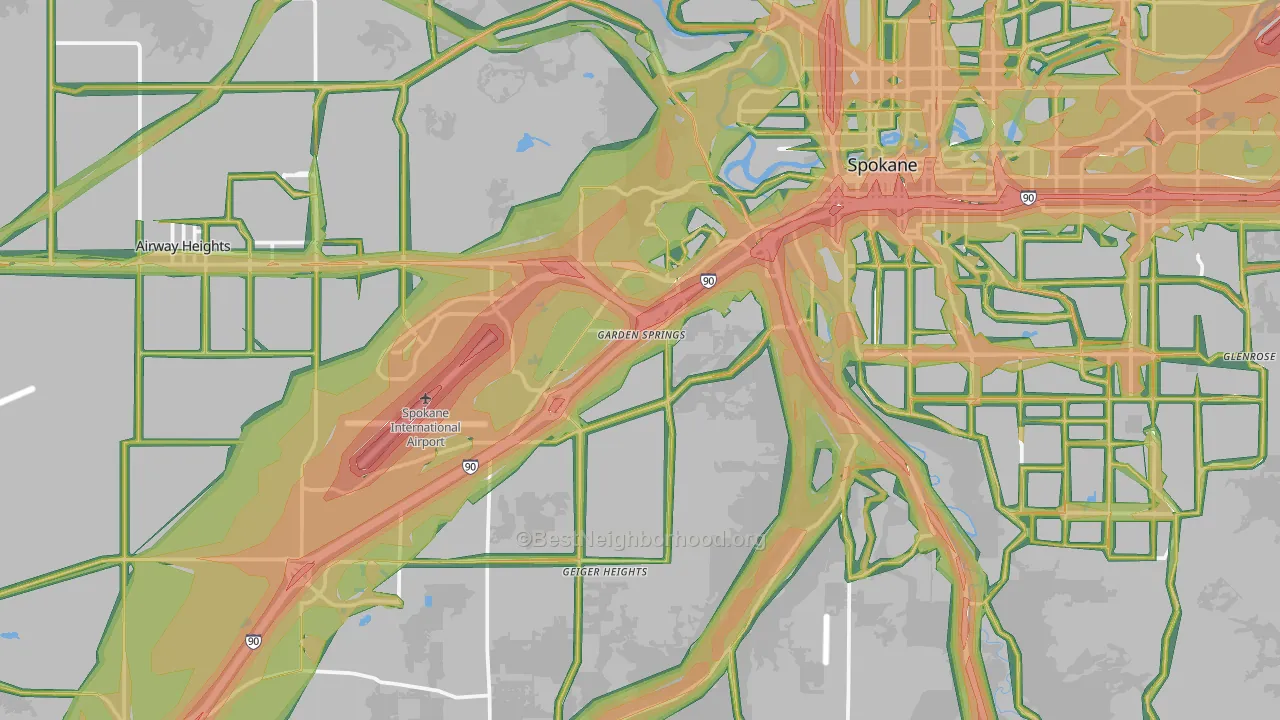 99224, WA Map of Noise Levels in 99224