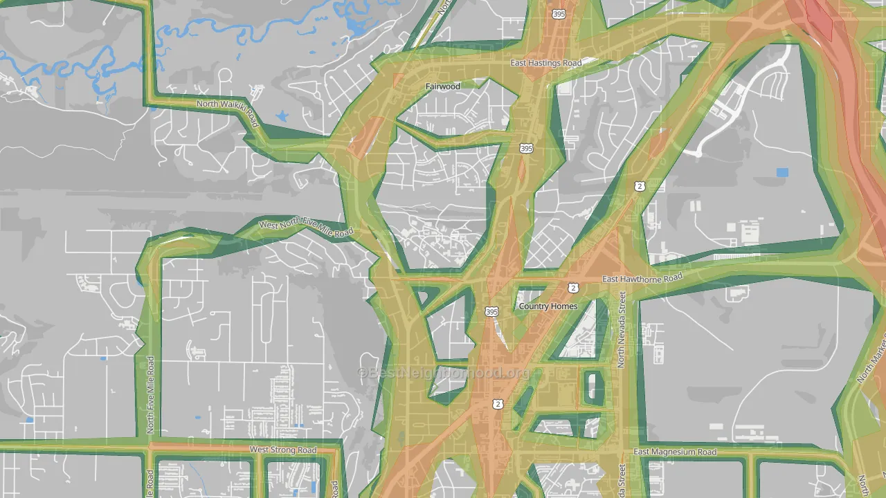 99251, WA Map of Noise Levels in 99251