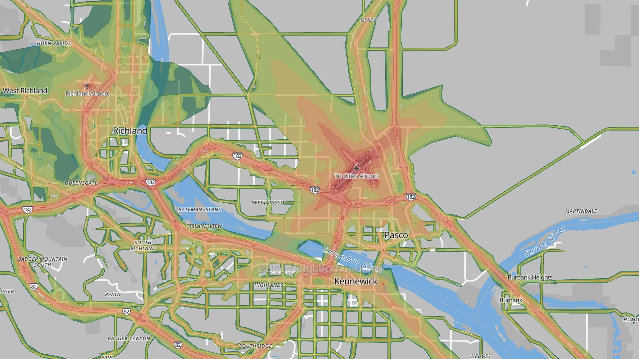99301, WA Map of Noise Levels in 99301