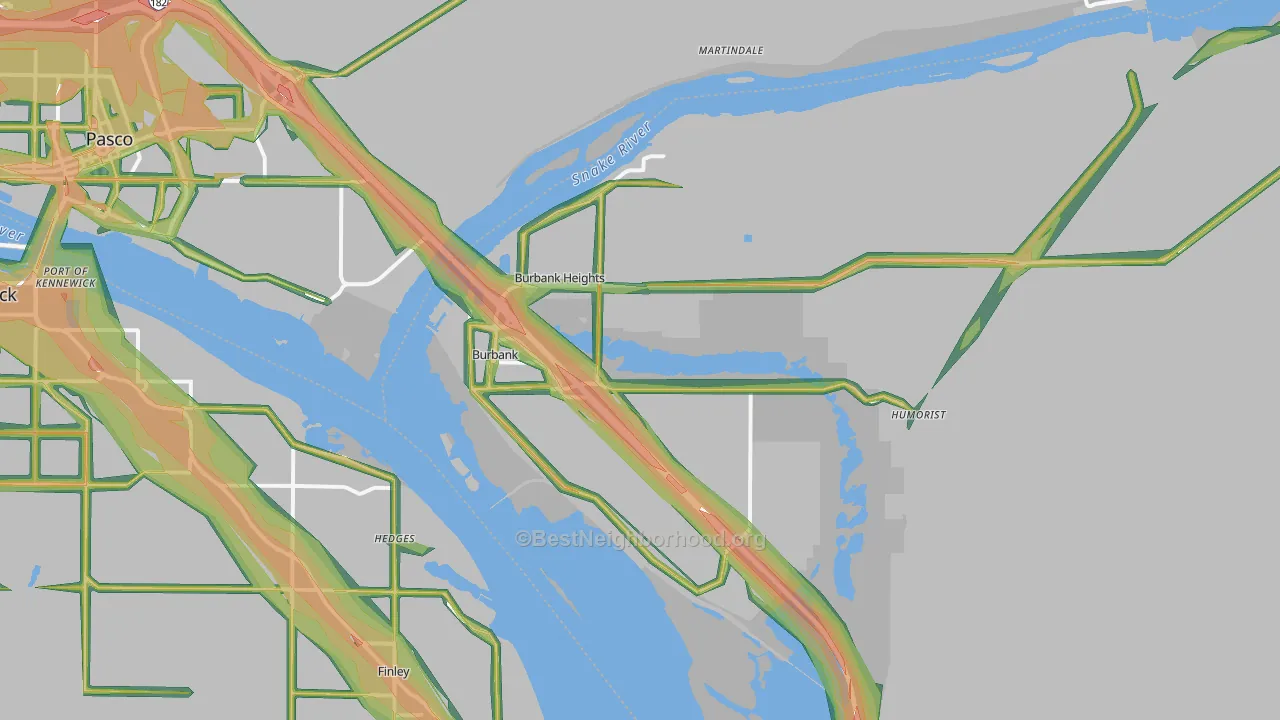 99323, WA Map of Noise Levels in 99323