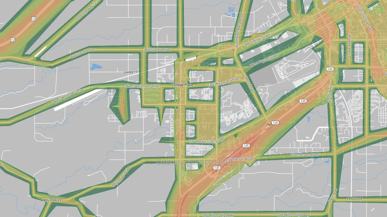 99324, WA Map of Noise Levels in 99324
