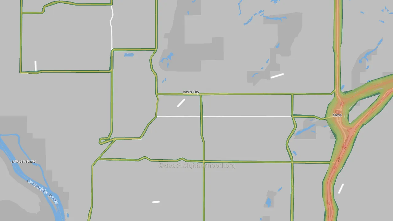 99343, WA Map of Noise Levels in 99343