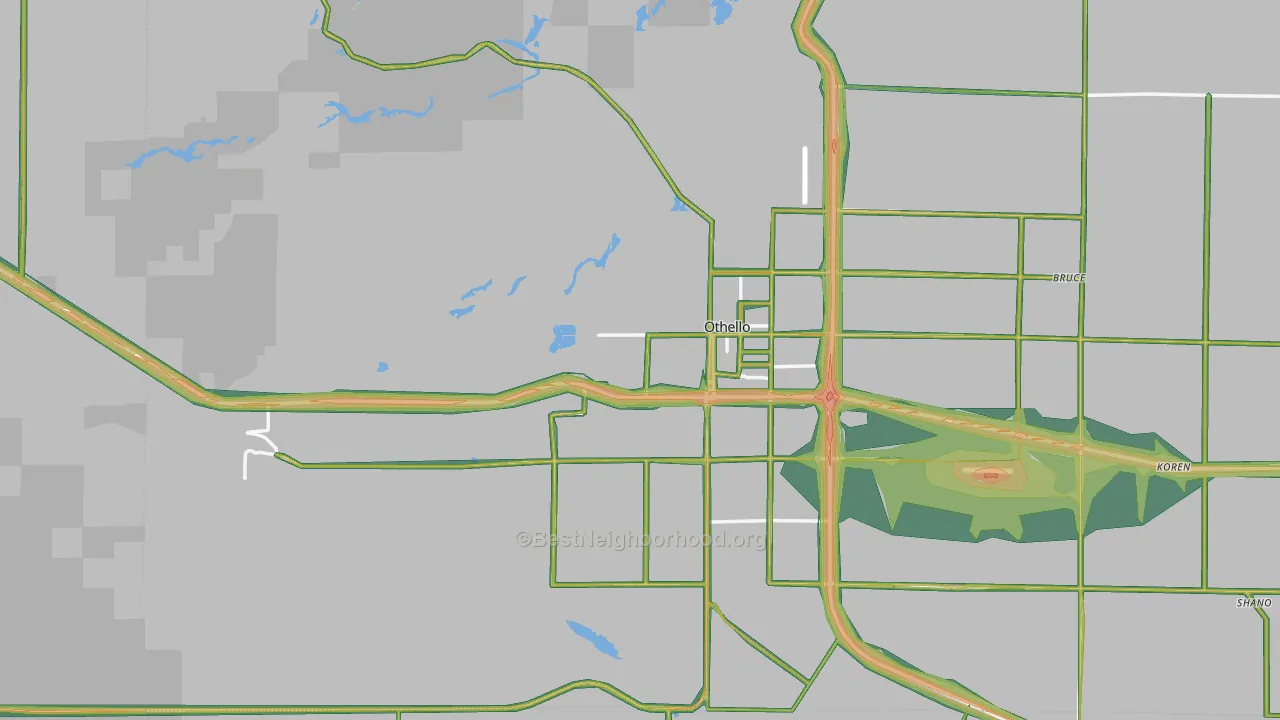 99344, WA Map of Noise Levels in 99344