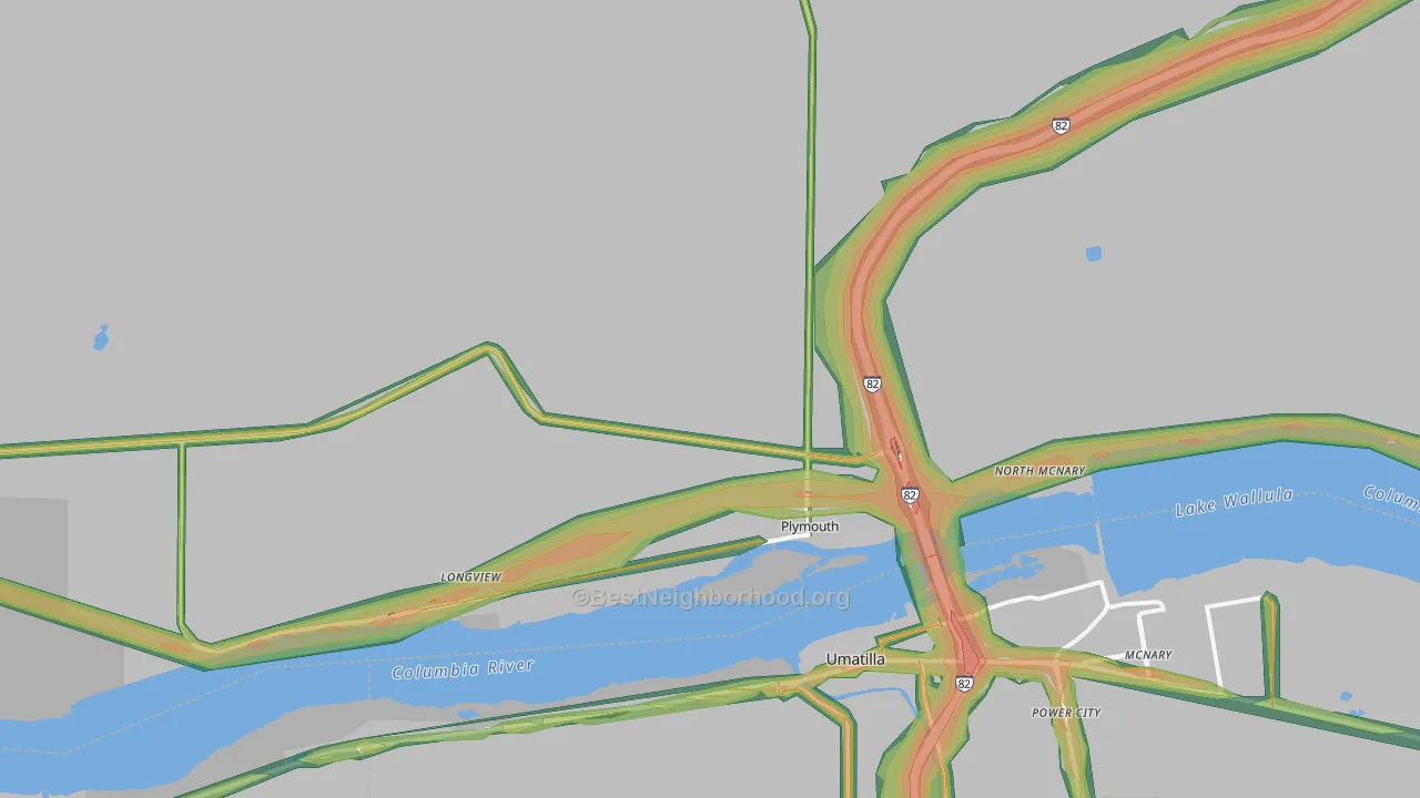 99346, WA Map of Noise Levels in 99346