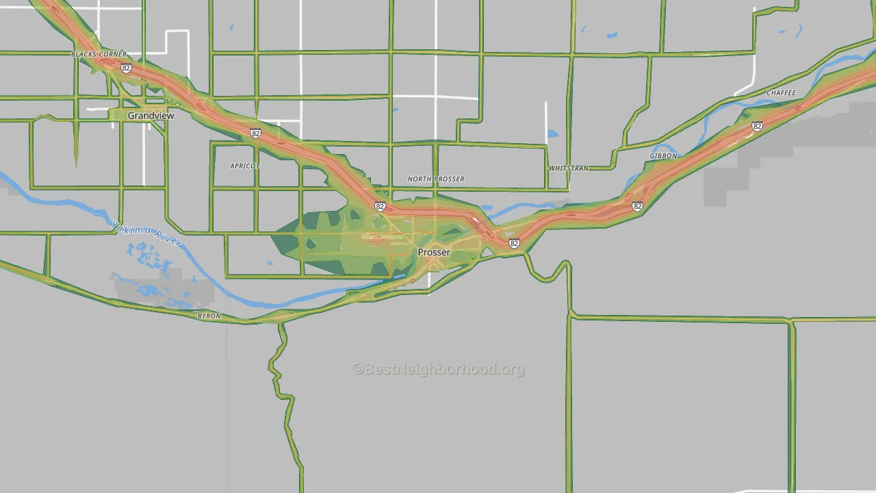 99350, WA Map of Noise Levels in 99350