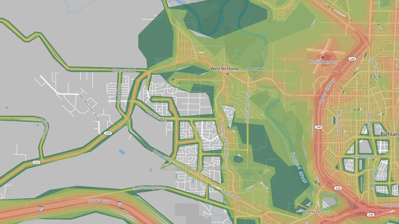 99353, WA Map of Noise Levels in 99353