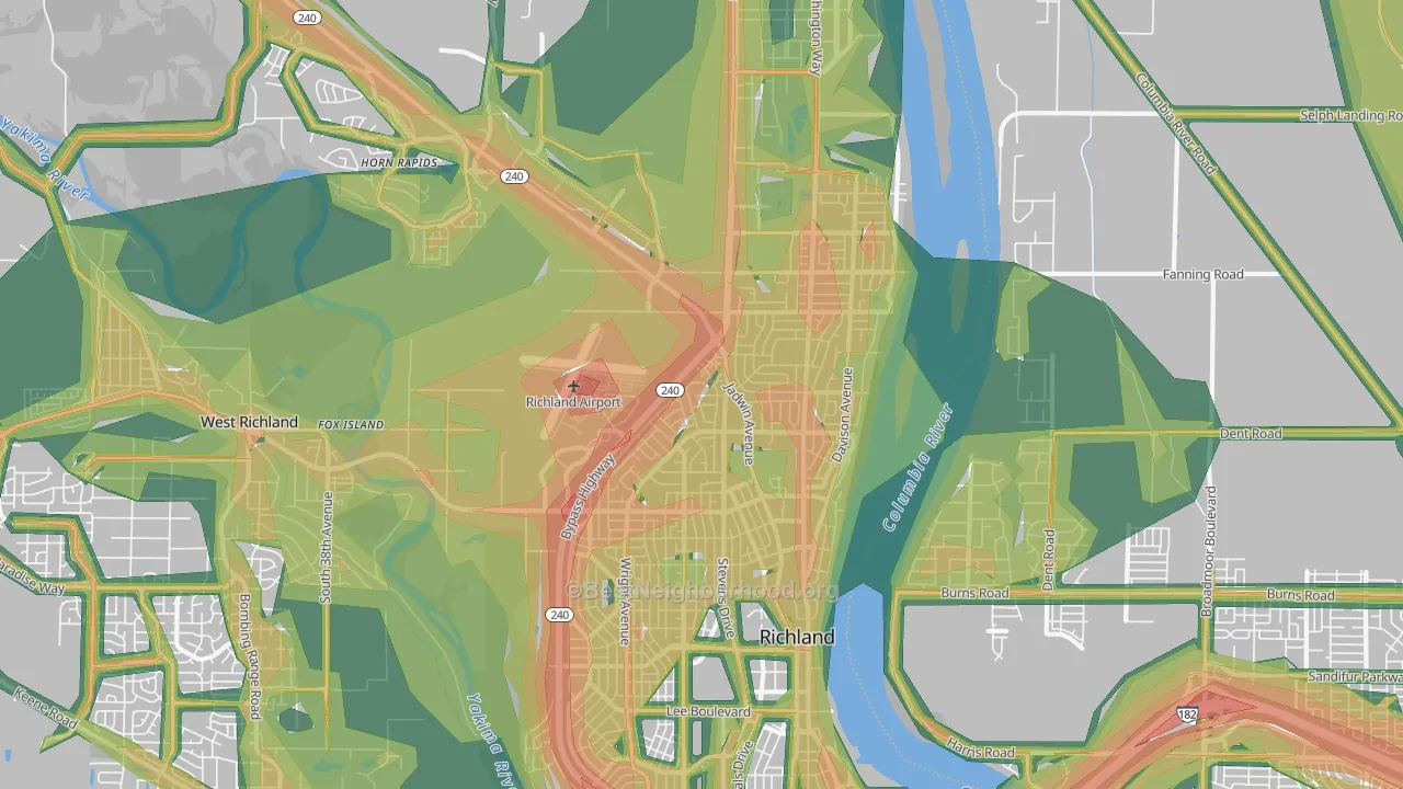 99354, WA Map of Noise Levels in 99354