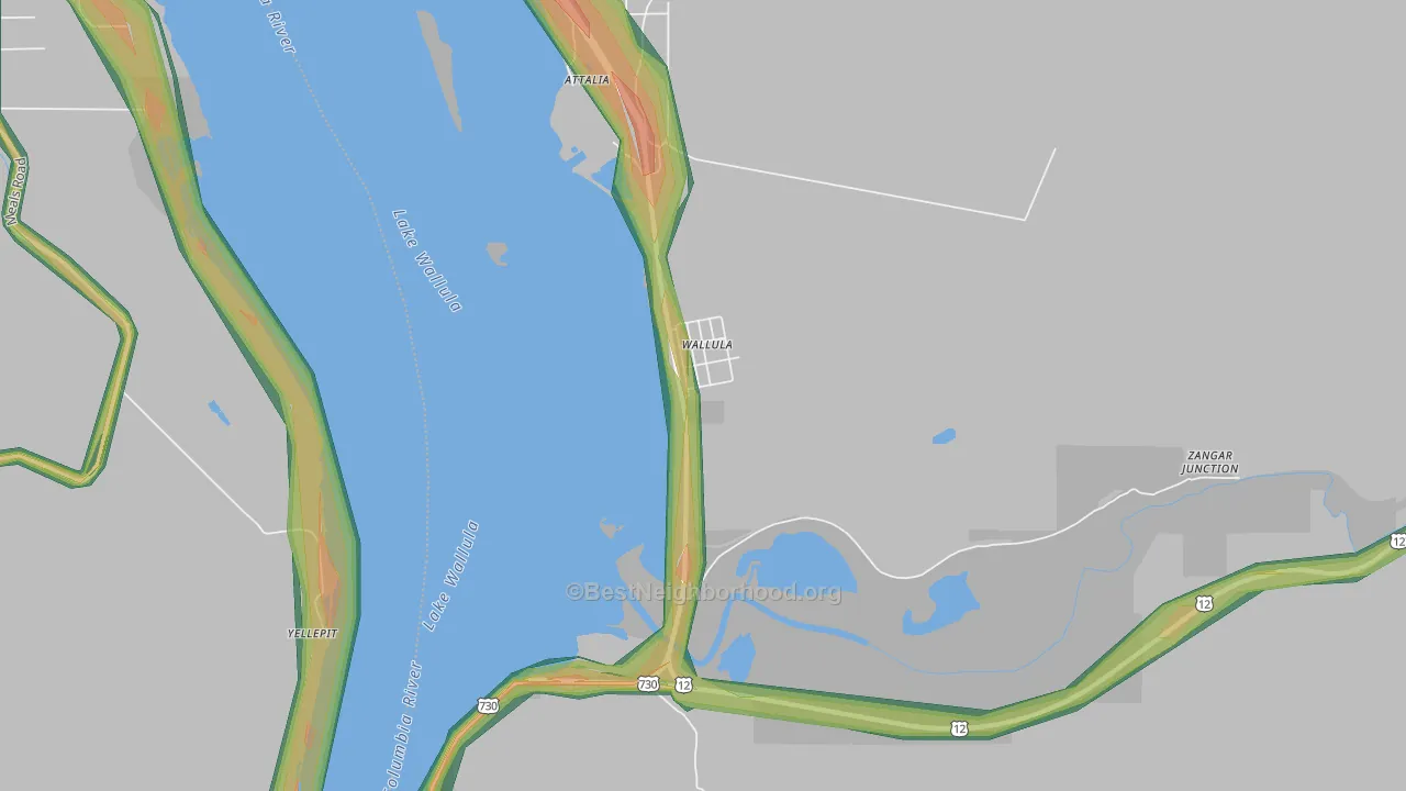 99363, WA Map of Noise Levels in 99363
