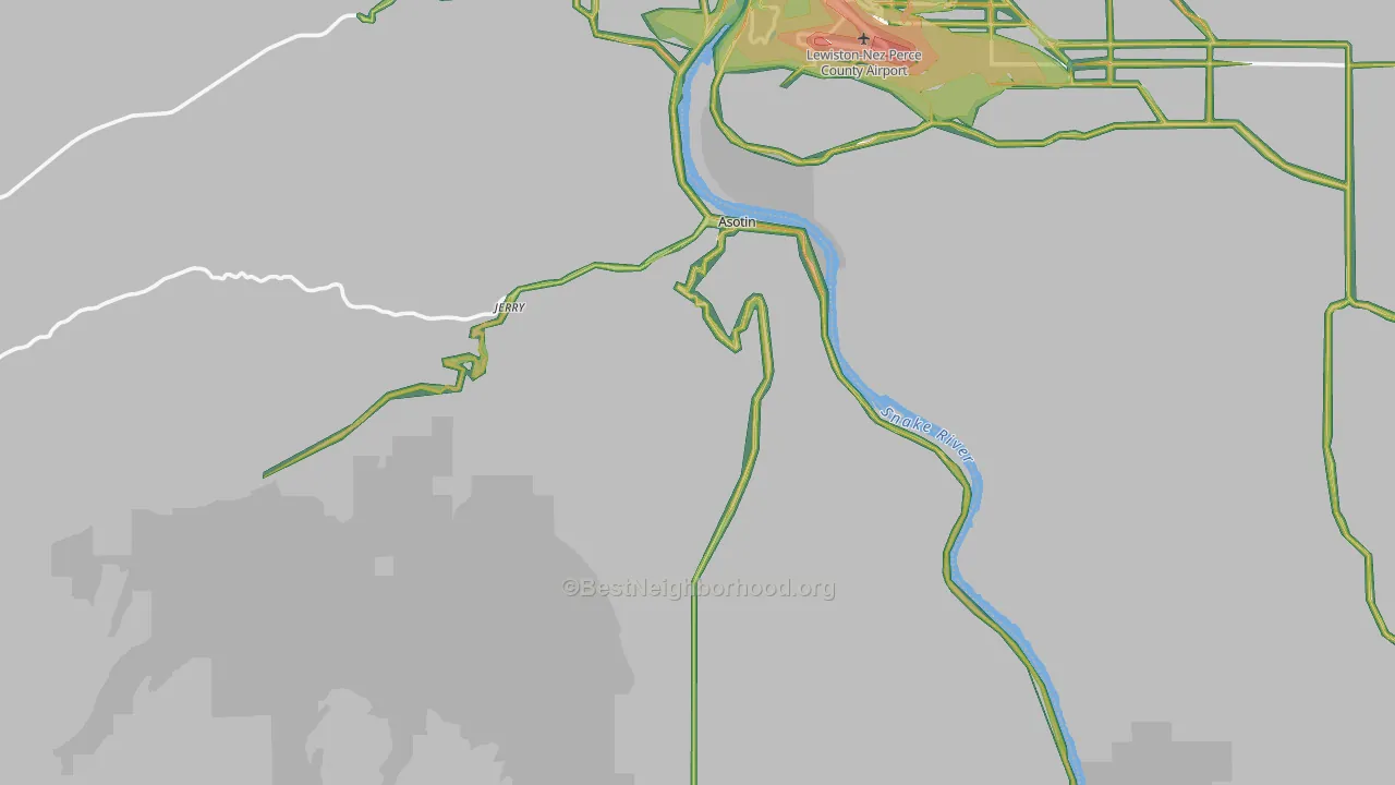 99402, WA Map of Noise Levels in 99402