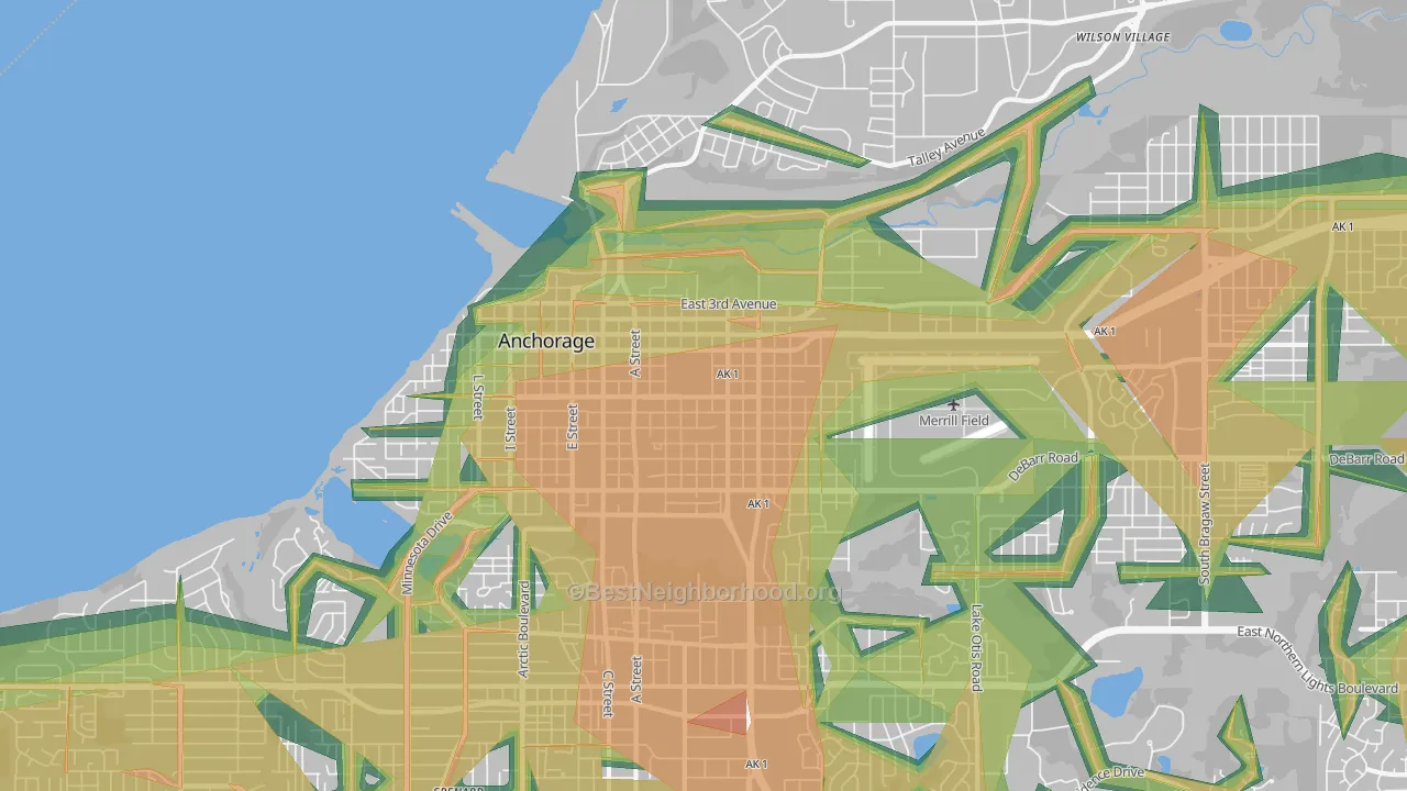 99501, AK Map of Noise Levels in 99501
