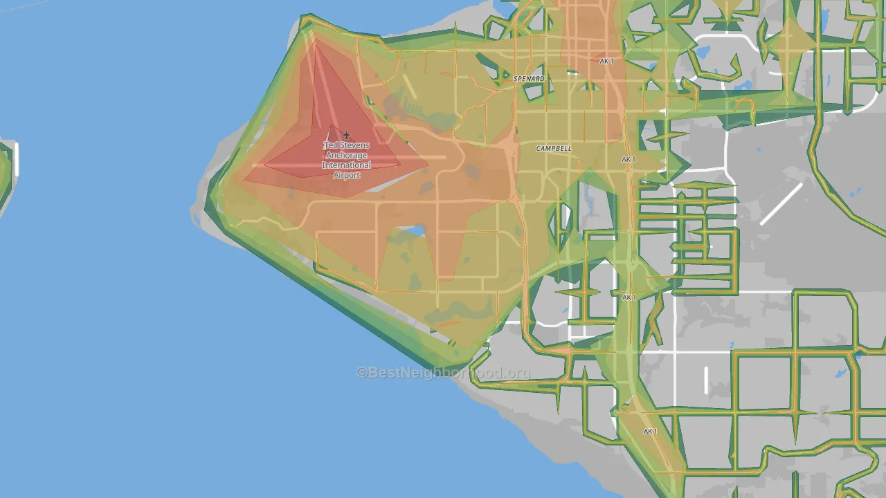 99502, AK Map of Noise Levels in 99502
