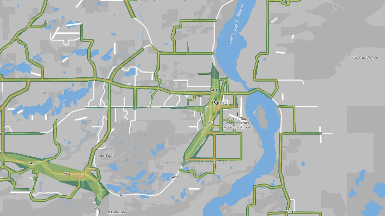 99645, AK Map of Noise Levels in 99645