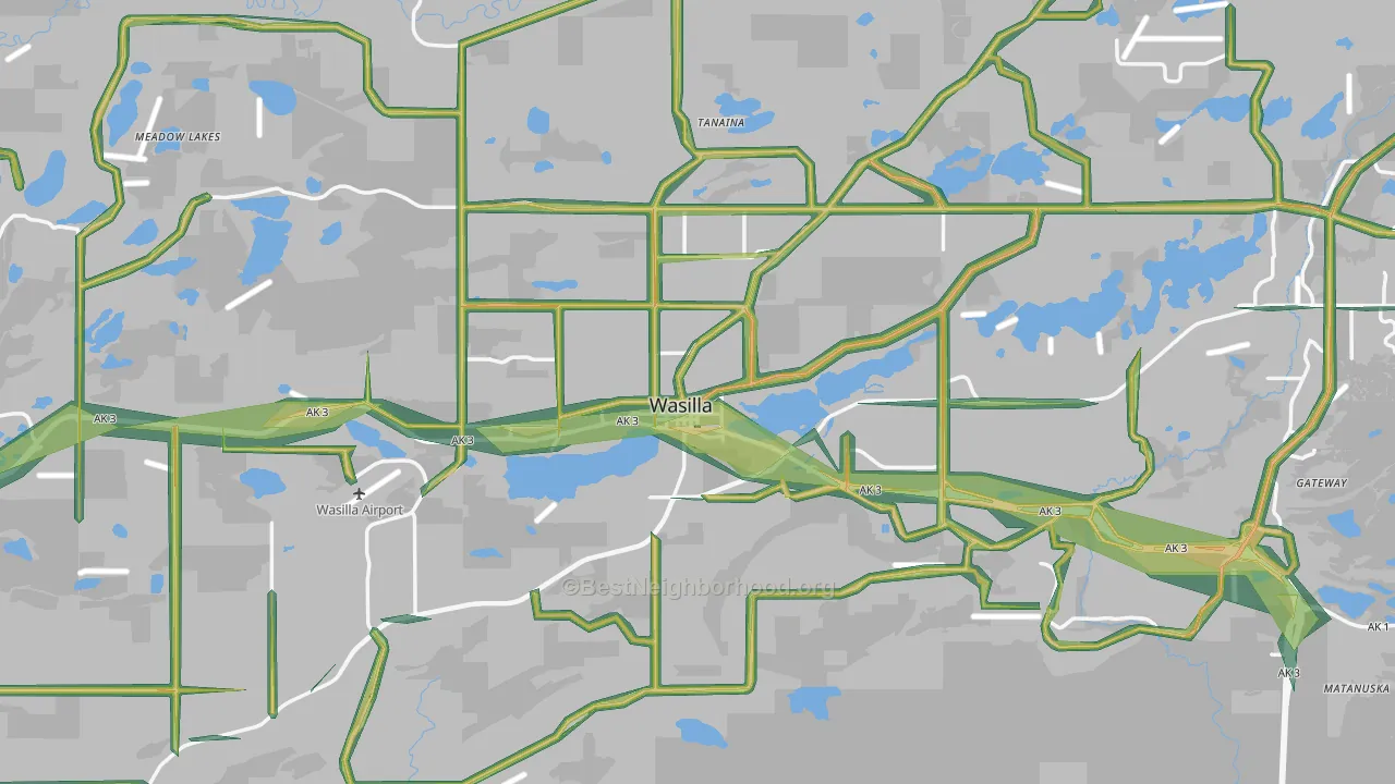 99654, AK Map of Noise Levels in 99654