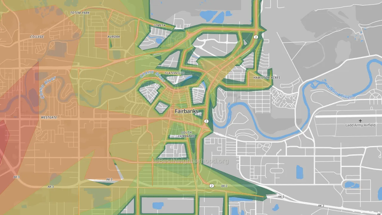 99701, AK Map of Noise Levels in 99701