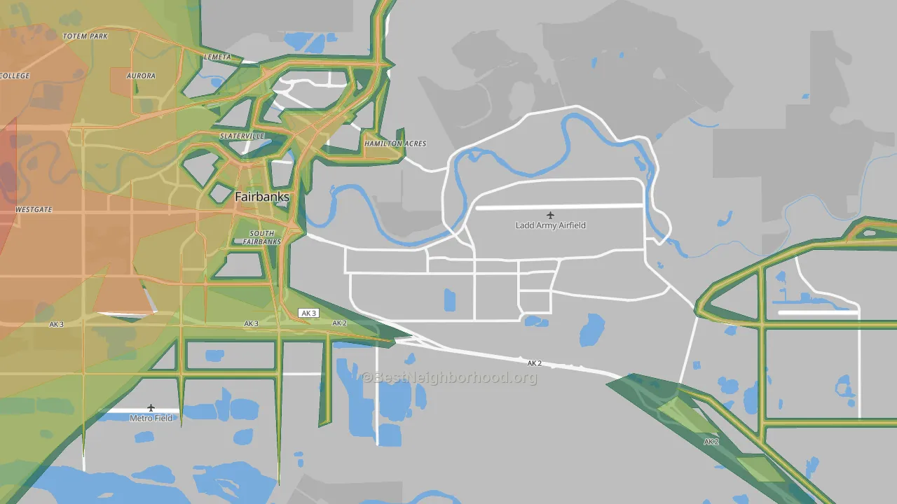 99703, AK Map of Noise Levels in 99703