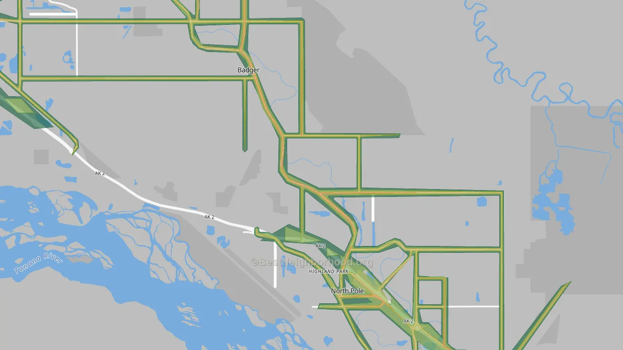 99705, AK Map of Noise Levels in 99705