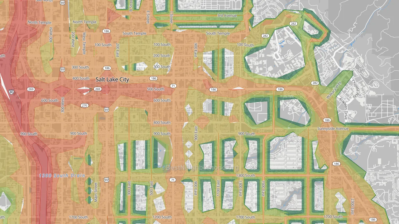 9th and 9th, Salt Lake City, UT Map of Noise Levels in 9th and 9th