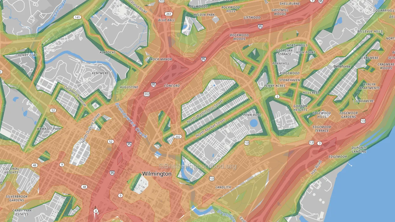 9th Ward, Wilmington, DE Map of Noise Levels in 9th Ward