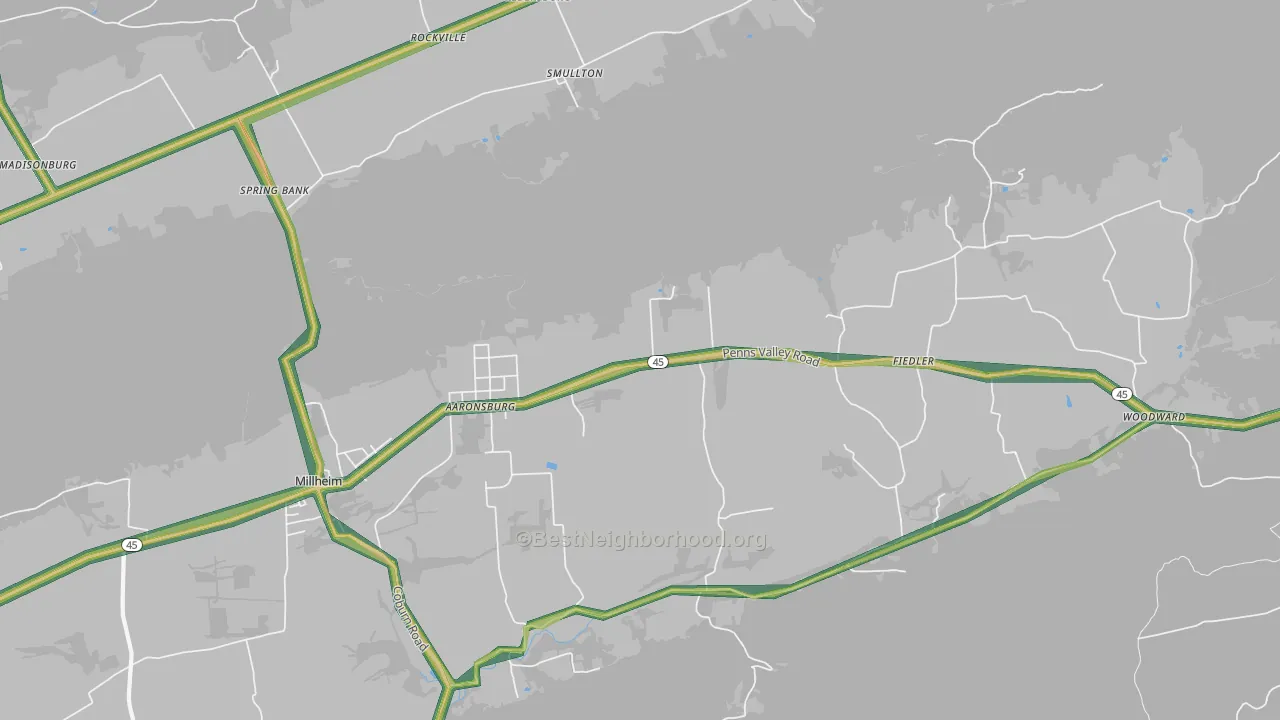 Aaronsburg, PA Map of Noise Levels in Aaronsburg