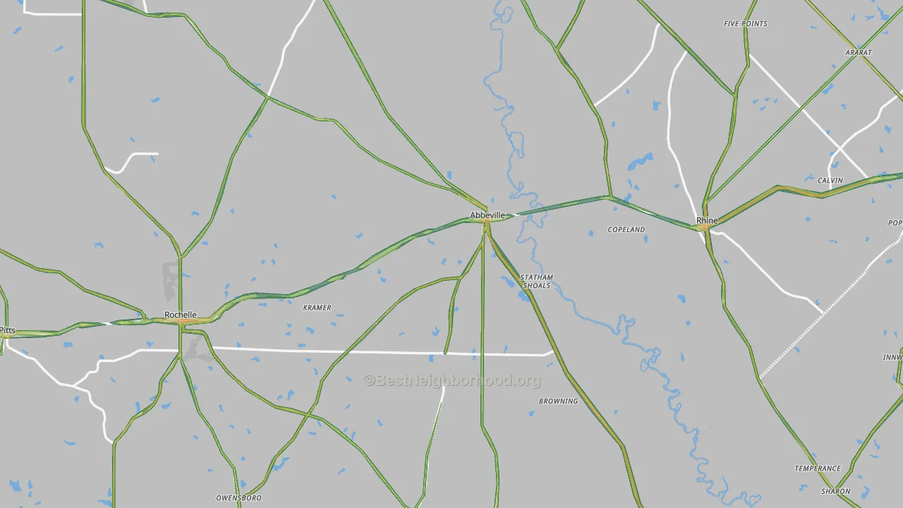 Abbeville, GA Map of Noise Levels in Abbeville