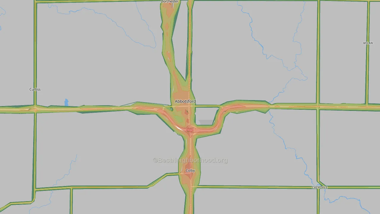 Abbotsford, WI Map of Noise Levels in Abbotsford